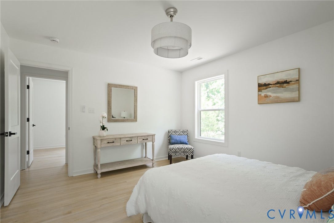 3056 Davis Mill Road, Goochland, VA 23063 Bright room featuring light wood-finish flooring, white walls, and a contemporary ceiling light fixture
