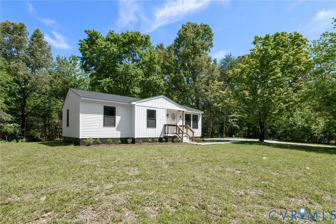 3056 Davis Mill Road, Goochland, VA 23063 Modern farmhouse-style residence with white siding and dark trim windows