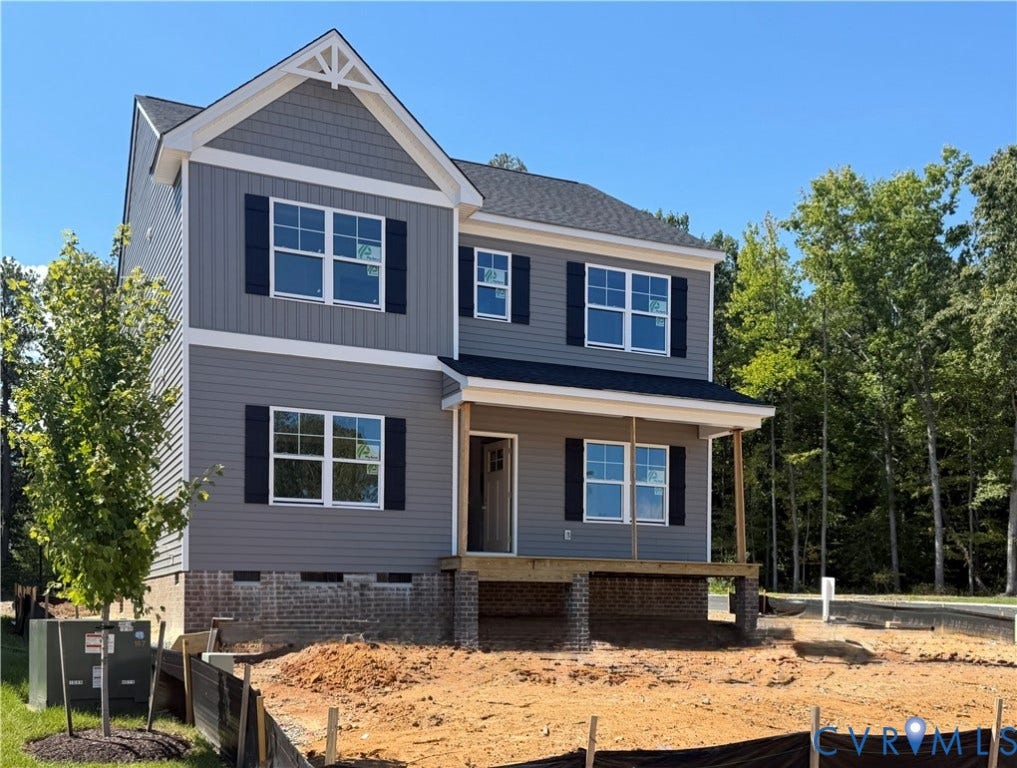 11130 Somerset Bluff Court, Somerset Hills, Glen Allen, VA 23059 Two-story exterior with multi-toned siding, dark shutters, and a covered porch