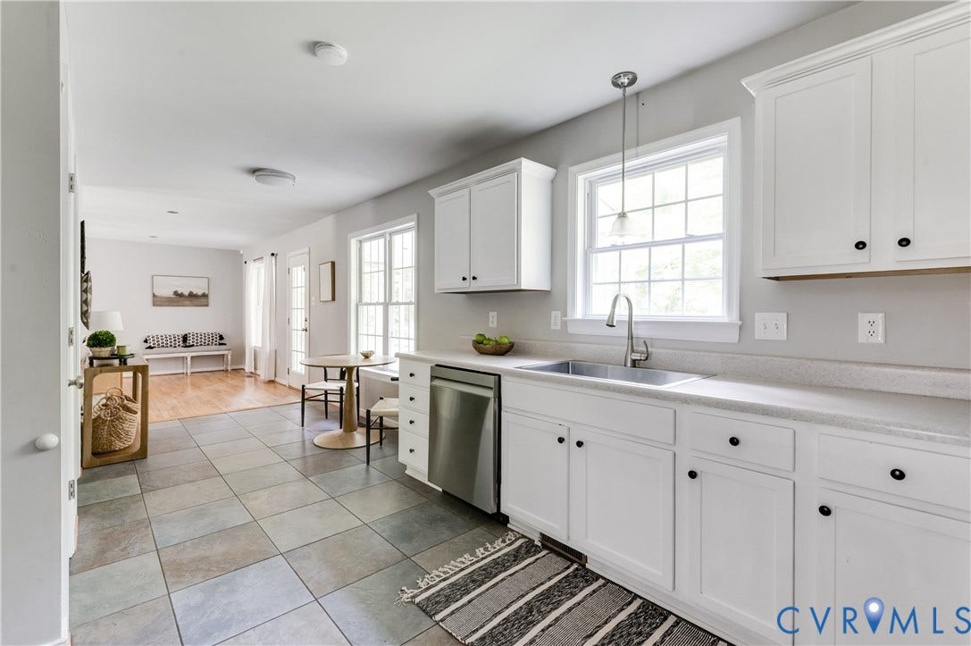 384 Tillar Lane, Mineral, VA 23117 Kitchen featuring white cabinetry, stainless steel dishwasher, and a stainless steel sink with a gooseneck faucet