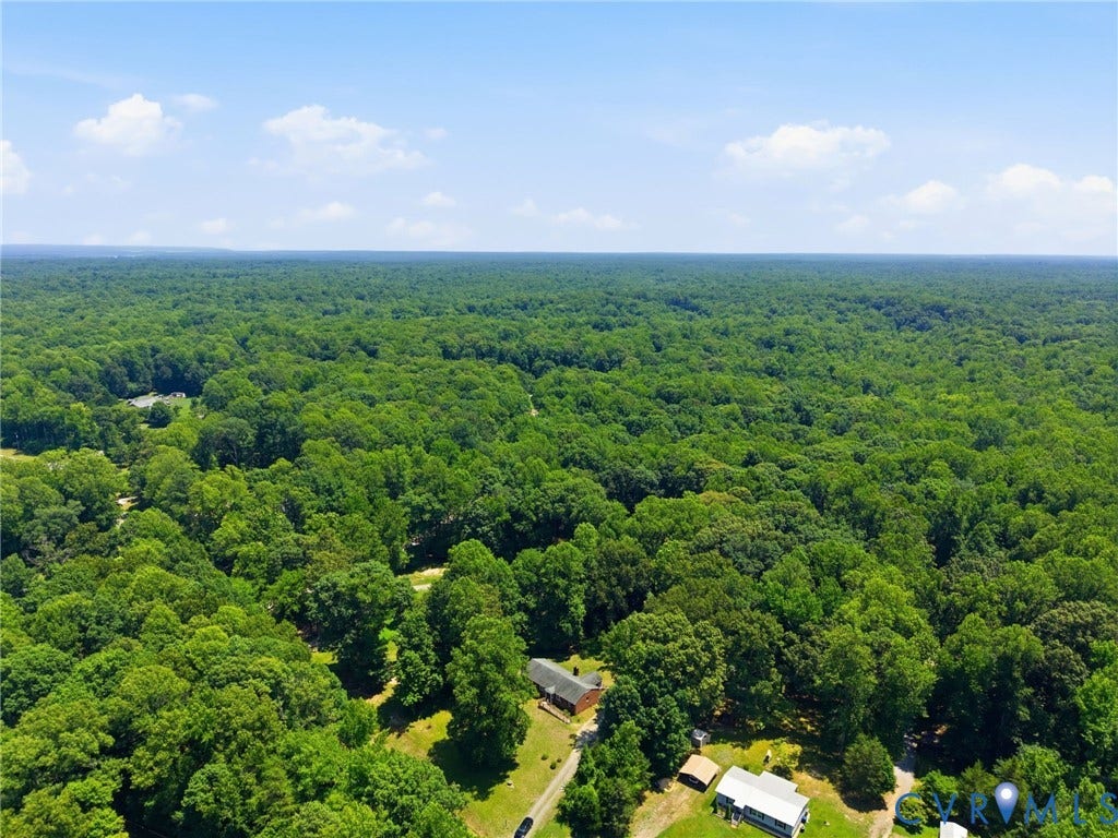 10111 Tunstall Road, New Kent, VA 23124 Expansive forested landscape under a clear blue sky, featuring a large wooded area with lush green trees
