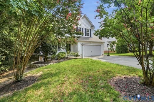 5213 Wheat Ridge Place, Chappell Ridge, Glen Allen, VA 23059 White siding exterior with a prominent two-car garage
