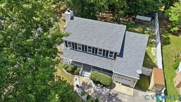 2804 Executive Drive, John Tyler Woods, Chester, VA 23831 Two-story residence featuring a gray shingle roof, white siding, and dark shutters