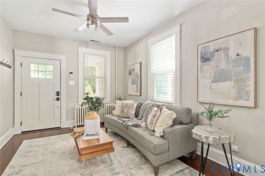 3314 Grayland Avenue, Richmond, VA 23221 Living area featuring dark wood-finish flooring and light-toned walls