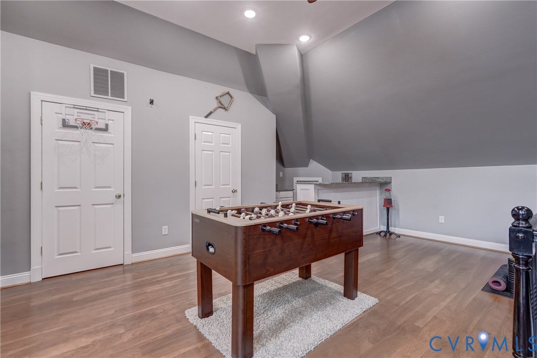 332 Rexmoor Terrace, Richmond, VA 23236 Versatile bonus room featuring wood-finish flooring, recessed lighting, and a built-in wet bar with a countertop