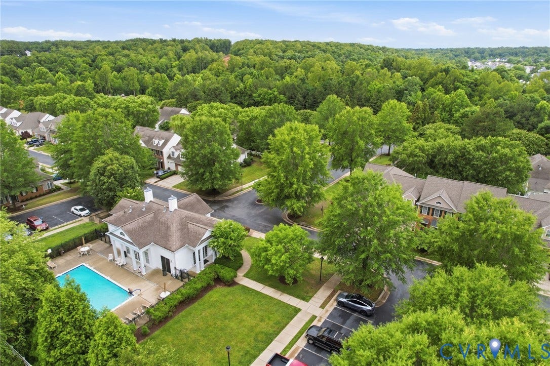 Aerial view showing proximity to pool