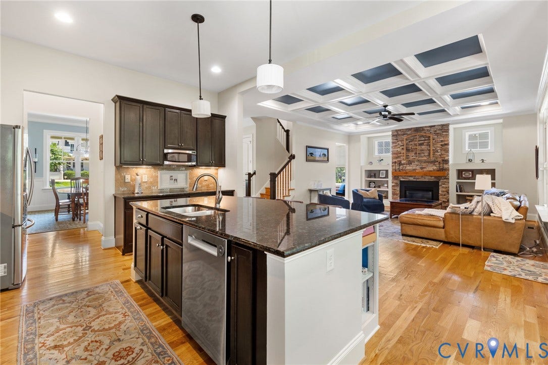 15936 Alsdell Road, Hallsley, Midlothian, VA 23112 Open-concept kitchen and living area featuring wood-finish flooring