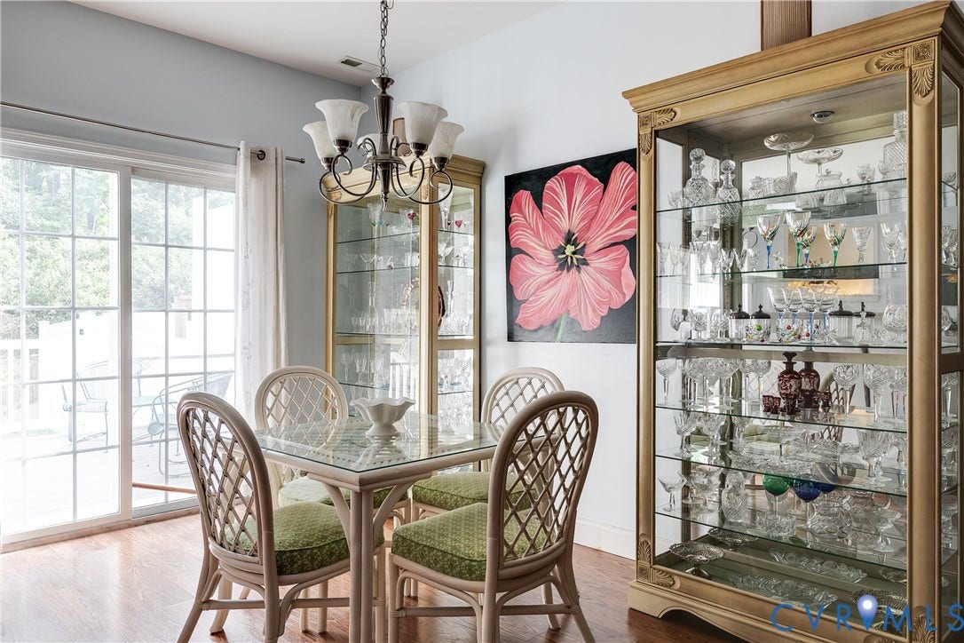 130 Carriage Point Lane, Henrico, VA 23059 Dining Room Featuring Vinyl Wood Flooring and Access to Private Deck-Backyard.