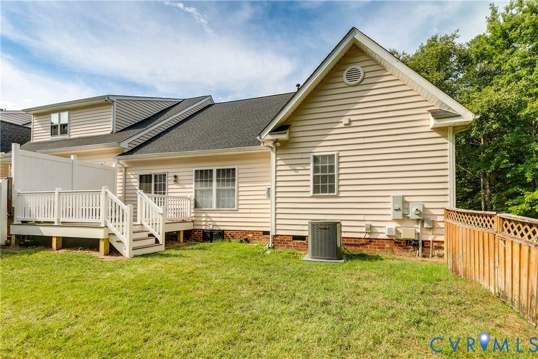 130 Carriage Point Lane, Henrico, VA 23059 Exterior Backyard View of Deck Area.