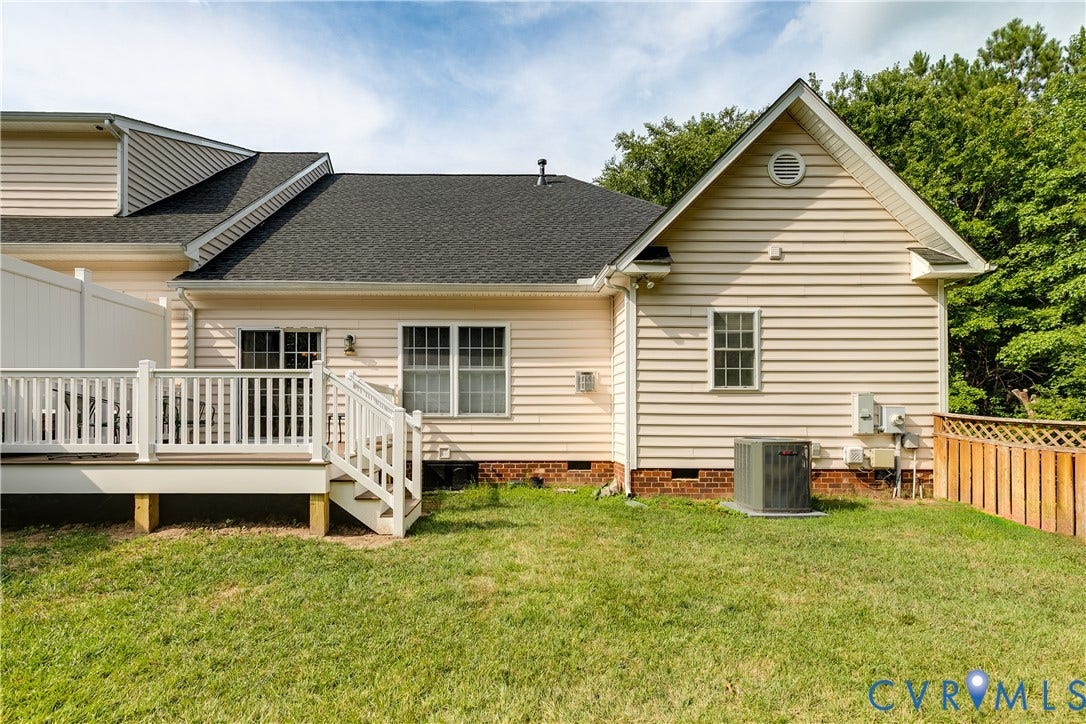 130 Carriage Point Lane, Henrico, VA 23059 Backyard Exterior View - Partially Fenced.