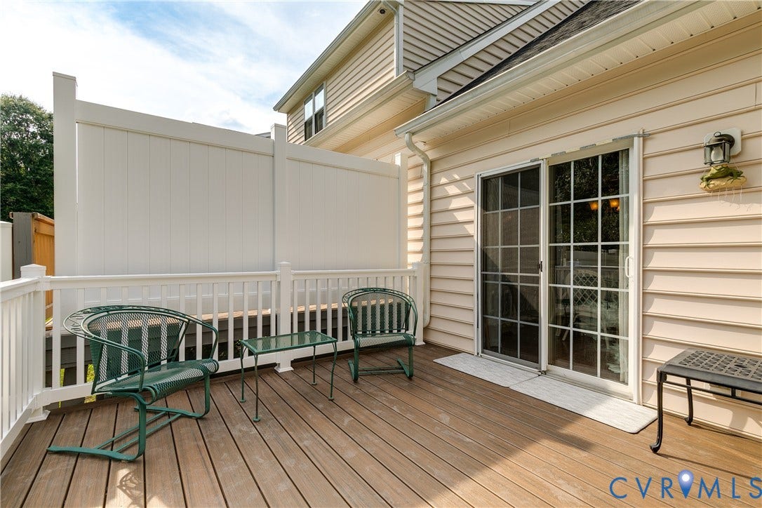 130 Carriage Point Lane, Henrico, VA 23059 Outdoor Entertaining Area Featuring Composite Decking and Privacy Wall.