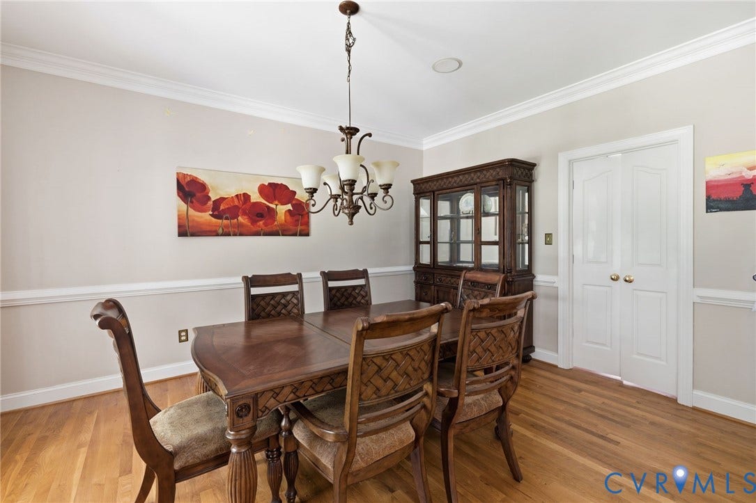 3337 Scarlet Oak Drive, Powhatan, VA 23139 Dining area with chair rail and crown molding
