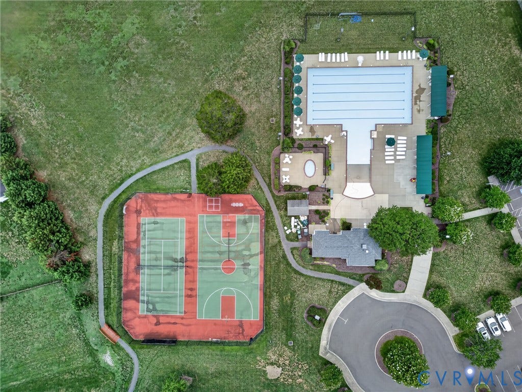 10817 Correnty Drive, Glen Allen, VA 23059 Recreational area featuring a multi-lane swimming pool, an oval spa, a basketball court, and tennis courts