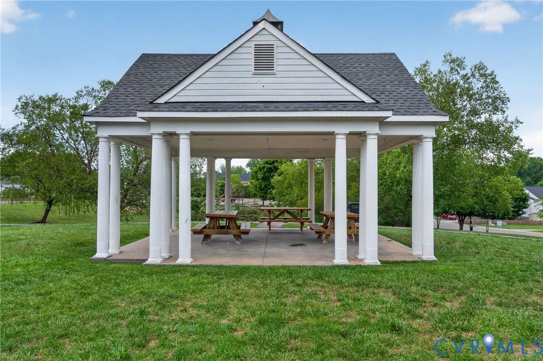10817 Correnty Drive, Glen Allen, VA 23059 Open-air pavilion featuring a gabled roof with dark shingles, white siding, and a cupola accent