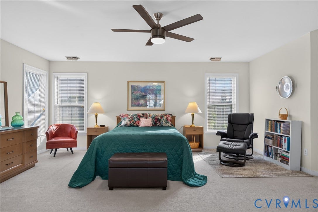 10817 Correnty Drive, Glen Allen, VA 23059 Spacious bedroom featuring light-colored carpeting and white walls