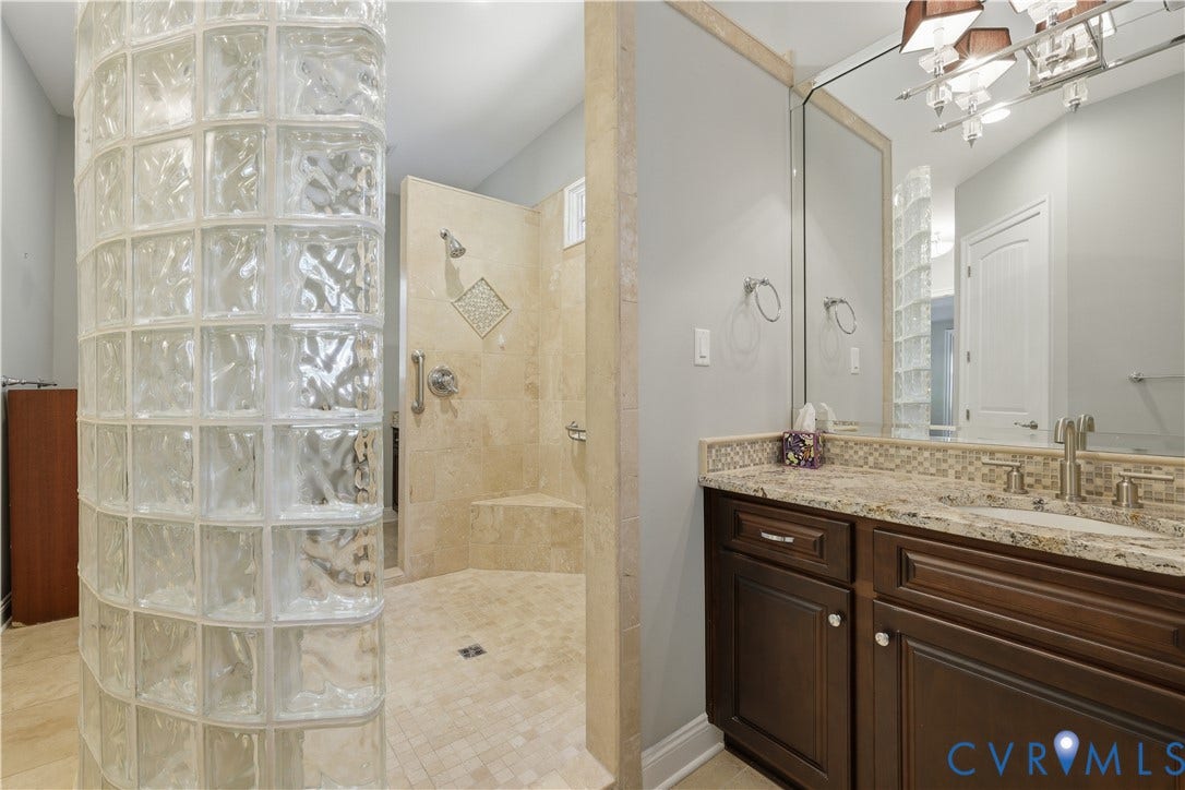 2384 Bel Crest Circle, Midlothian, VA 23113 Primary Bathroom, vanity & glass block shower