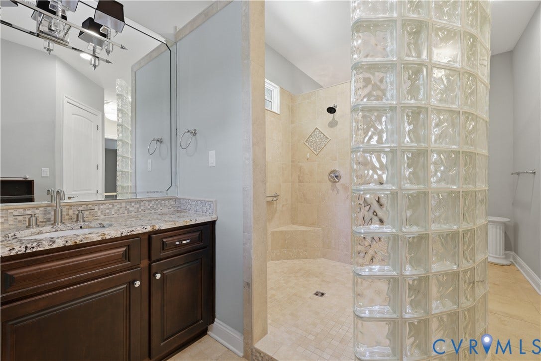2384 Bel Crest Circle, Midlothian, VA 23113 Primary Bathroom, vanity & glass block shower
