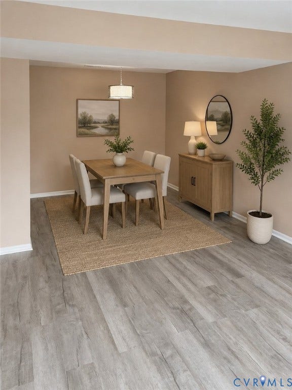 1519 Harpers Ferry Court, Henrico, VA 23228 Dining area featuring LVP flooring, neutral wall tones, and a drum-style pendant light fixture