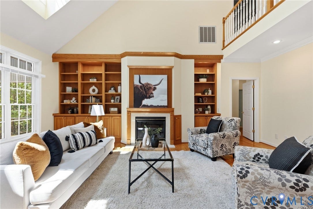 2065 Garrett Lane, Powhatan, VA 23139 Family room with built-ins and gas fireplace.