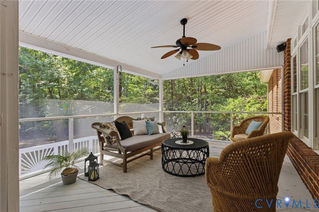 2065 Garrett Lane, Powhatan, VA 23139 Beautiful screened in porch with ceiling fan.