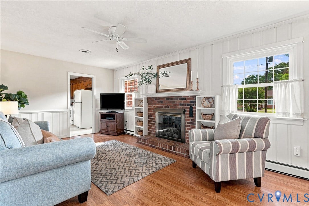 4001 Saldale Drive, North Chesterfield, VA 23237 Tile flooring, crown molding, chair rail, and exposed wood beam