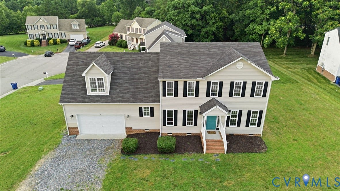 6412 Autumn Mist Way, Chesterfield, VA 23832 Two-story residence featuring light-colored siding and a dark shingle roof