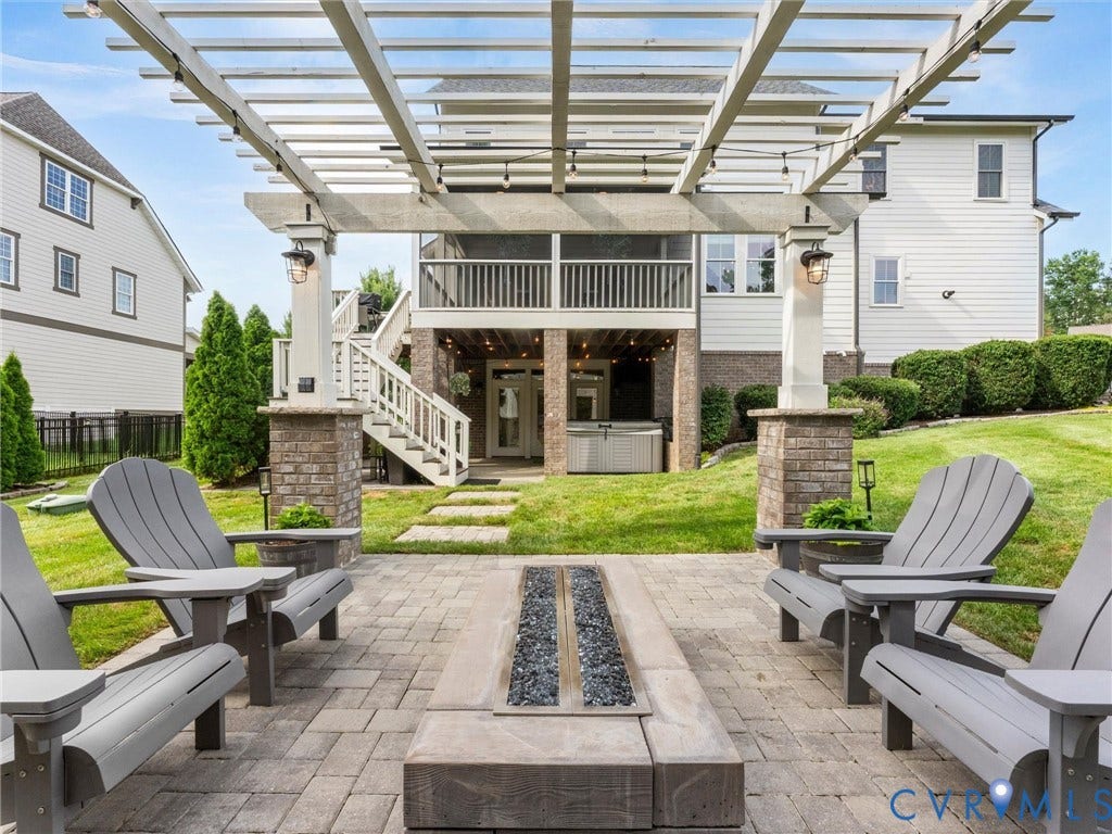 16419 Binley Road, Hallsley, Midlothian, VA 23112 Patio w/pergola and plumbed fire pit