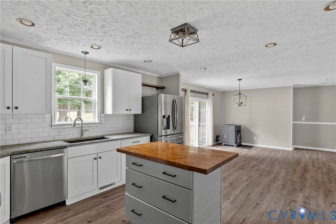 4106 S Spotswood Trail, Trevilians, Louisa, VA 22942 Kitchen featuring white shaker cabinetry, stainless steel appliances, and a subway tile backsplash