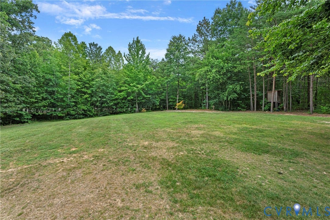 4106 S Spotswood Trail, Trevilians, Louisa, VA 22942 Expansive lawn area surrounded by mature trees, offering a secluded natural setting