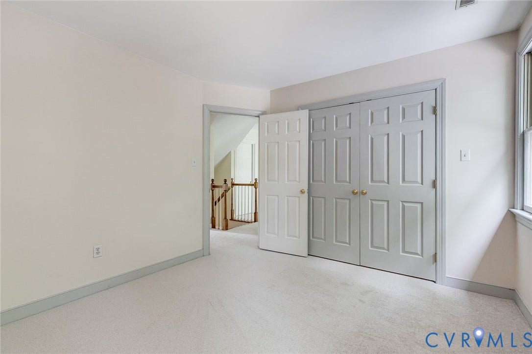 New wall-to-wall carpet, large closets.