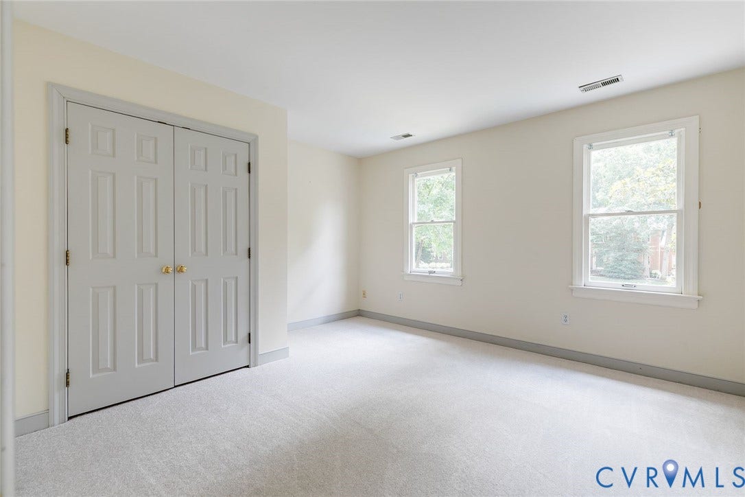 New wall-to-wall carpet, large closets.