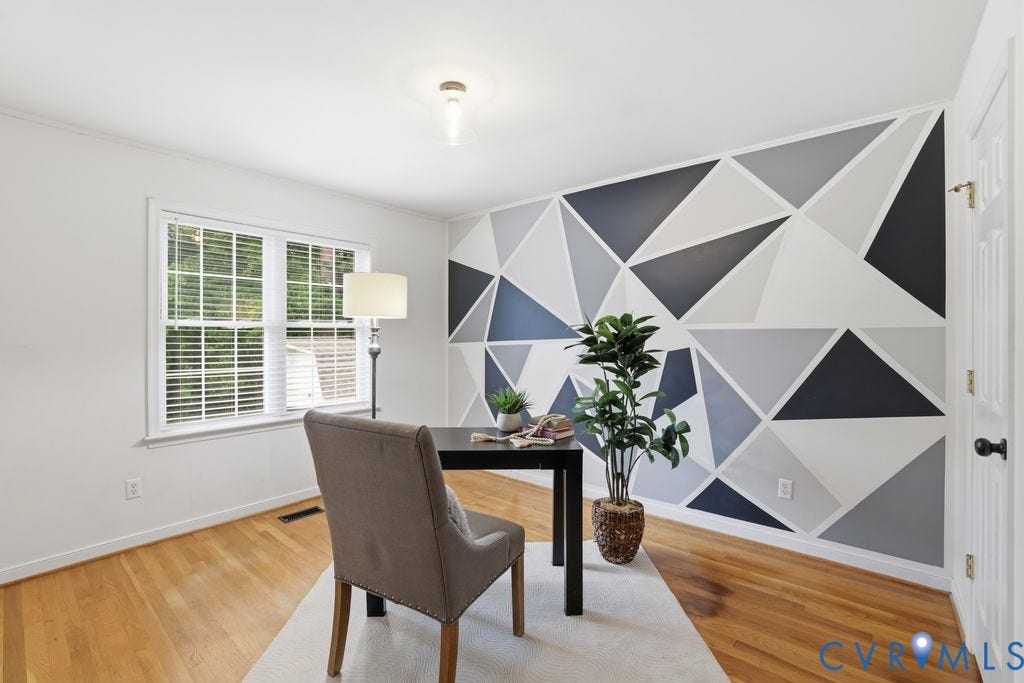 3819 Daniels Street, Chesterfield, VA 23831 Accent wall featuring a geometric pattern in shades of gray and white