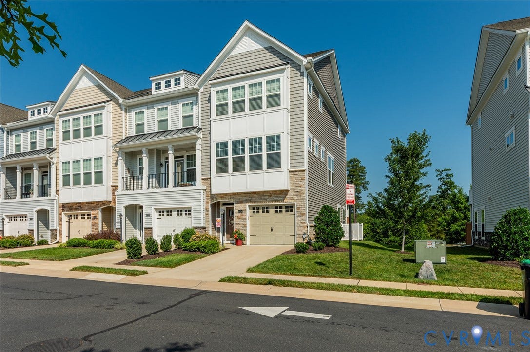 10414 Perennial Drive, Henrico, VA 23233 Three-story townhome with stone and siding facade