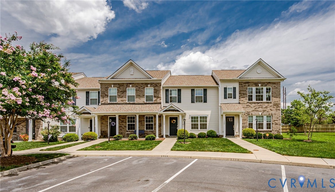 1324 Stone Ridge Park Loop, Henrico, VA 23228 Townhome row featuring light-colored siding and brick accents