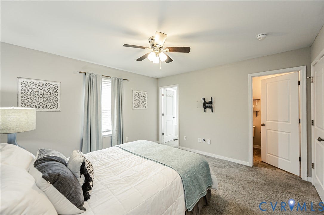 1324 Stone Ridge Park Loop, Henrico, VA 23228 Carpeted bedroom with neutral wall paint and a ceiling fan