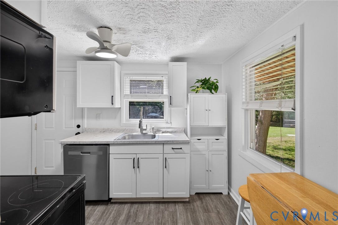 13070 Auburn Mill Road, Glen Allen, VA 23059 Kitchen featuring white shaker-style cabinetry, stainless steel dishwasher, undermount sink, and wood-finish flooring