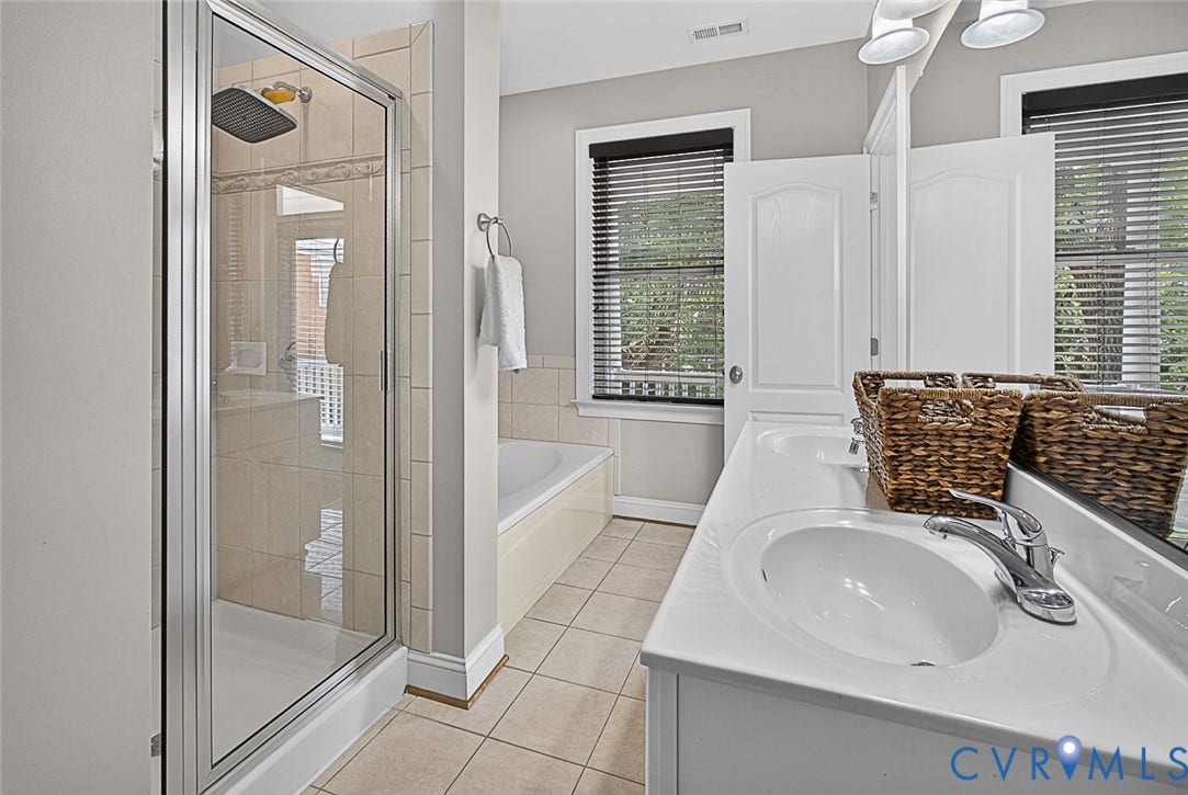 710 S Laurel Street, Oregon Hill, Richmond, VA 23220 Bathroom featuring a dual vanity with integrated sinks and chrome fixtures