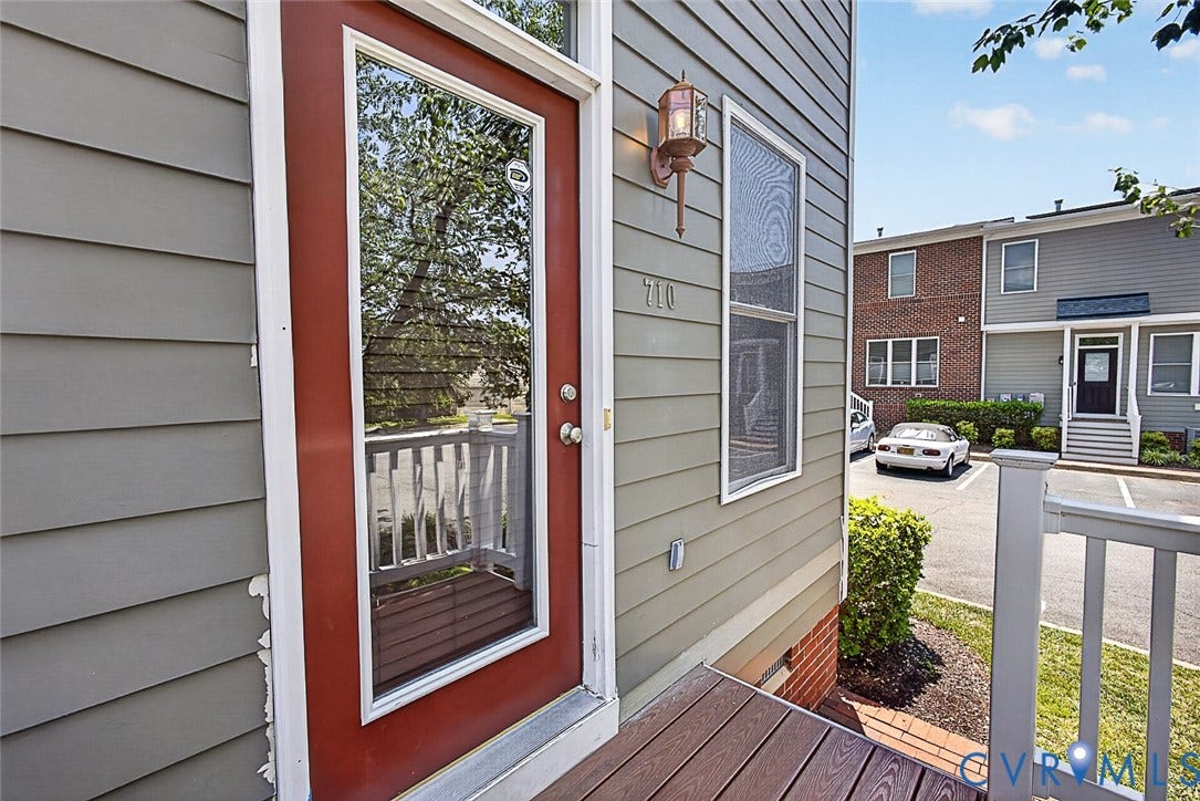 710 S Laurel Street, Oregon Hill, Richmond, VA 23220 Entry door with full-light glass panel and white trim