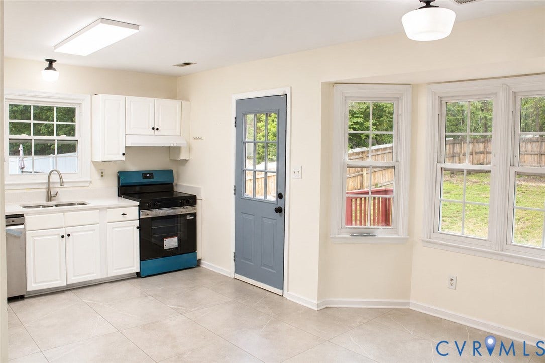 2120 Oakhampton Place, Henrico, VA 23233 Kitchen space featuring white cabinetry, light-toned countertops, a stainless steel sink, a gas range, and a dishwasher