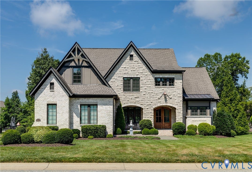 1978 Farnborough Drive, Midlothian, VA 23112 Stone and brick exterior with contrasting dark trim and multiple gables