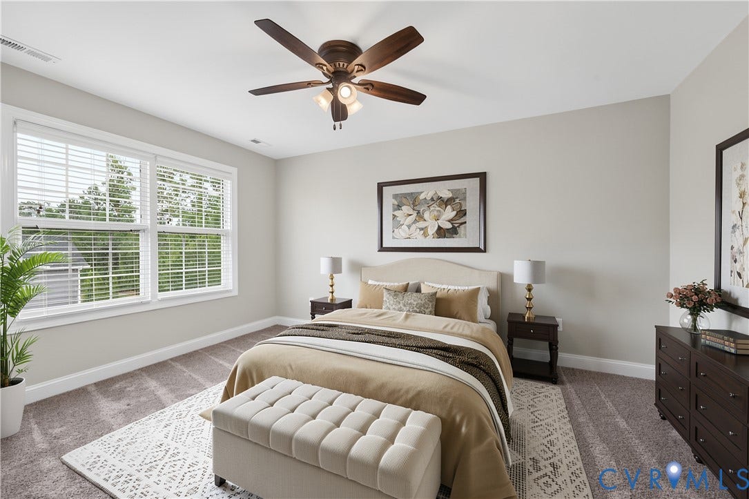 7238 Shenfield Avenue, Minutes To Short Pump, Glen Allen, VA 23059 Neutral tone walls with an integrated ceiling fan and light fixture