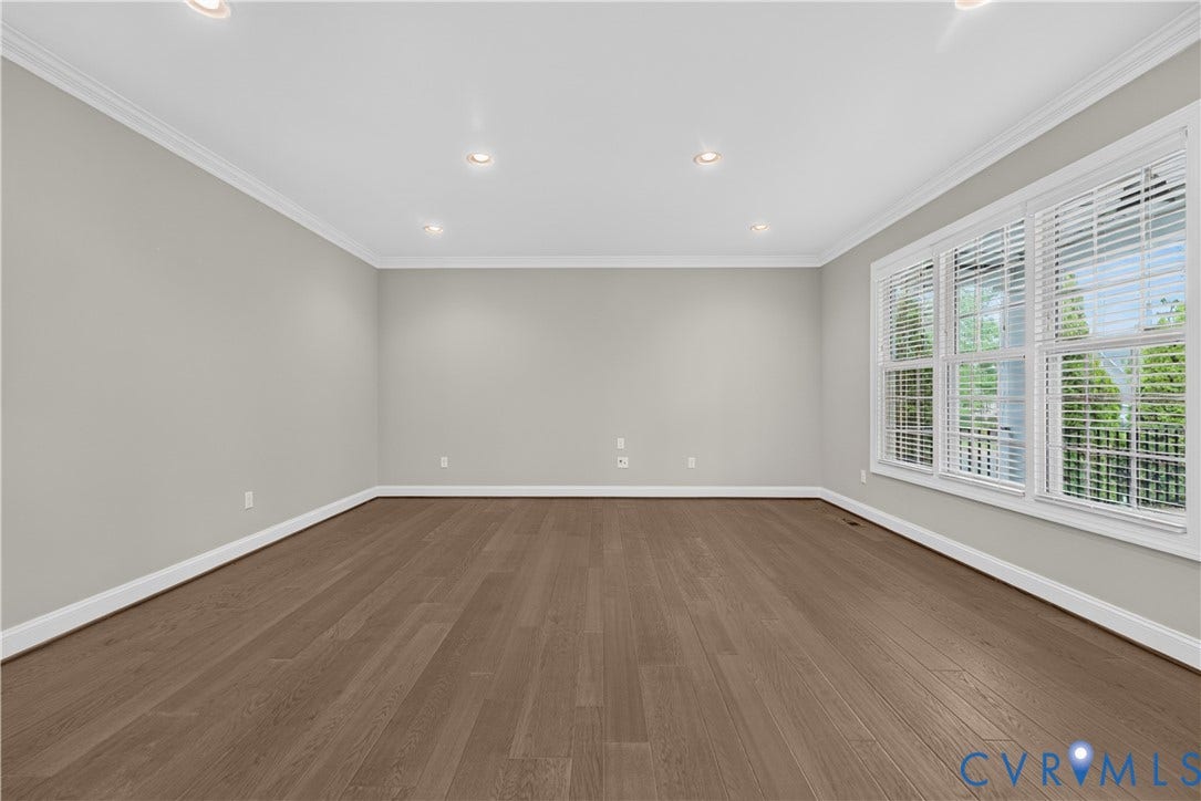 7238 Shenfield Avenue, Minutes To Short Pump, Glen Allen, VA 23059 Spacious room featuring wood-finish flooring, recessed lighting, and crown molding