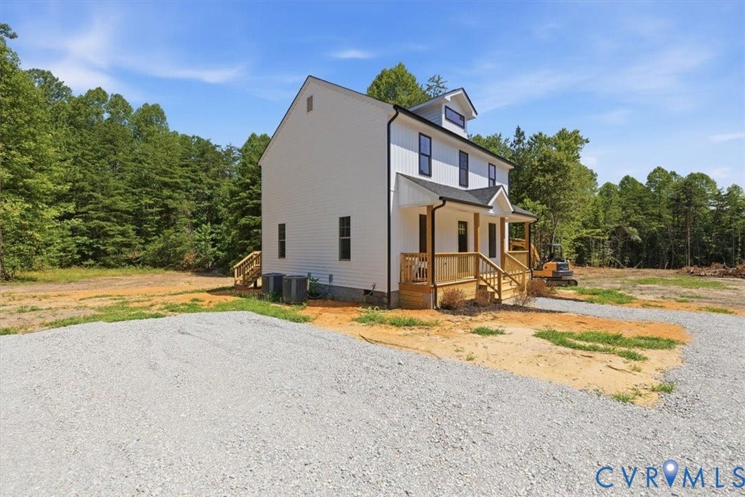 654 Frenchs Store Road, Cumberland, VA 23040 New construction residence featuring white siding, black-framed windows, and a black roof