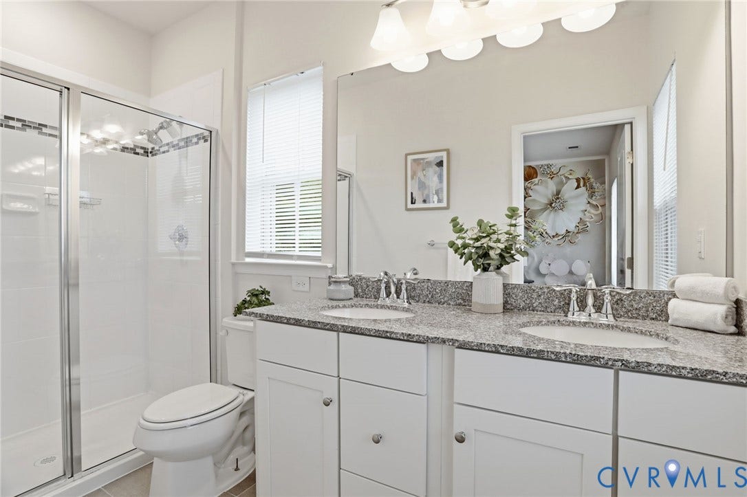 4101 New Hermitage Drive, Henrico, VA 23228 Double vanity featuring an integrated countertop with two undermount sinks