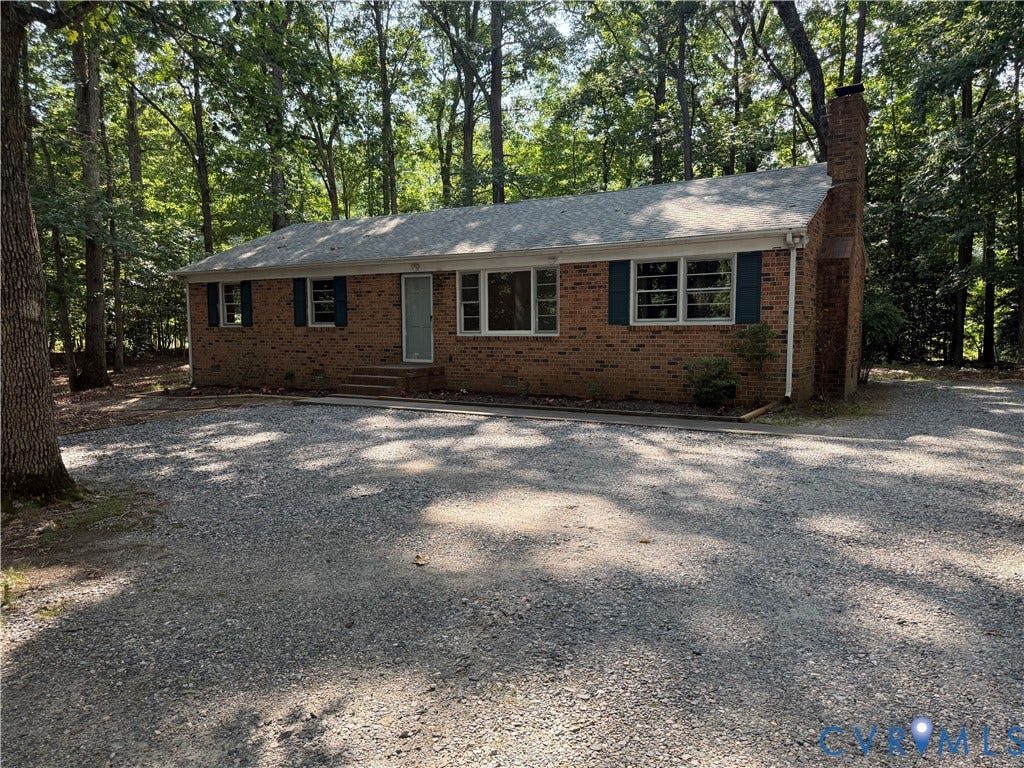 12720 Bailey Bridge Road, Bailey Bridge, Midlothian, VA 23112 Ranch-style residence featuring a brick exterior and a gravel driveway