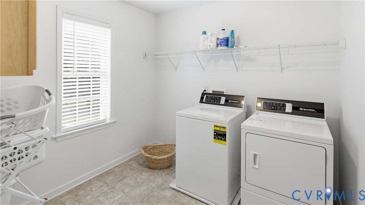 1836 Rocky Ford Road, Powhatan, VA 23139 Dedicated second floor laundry room featuring light-toned flooring and white walls