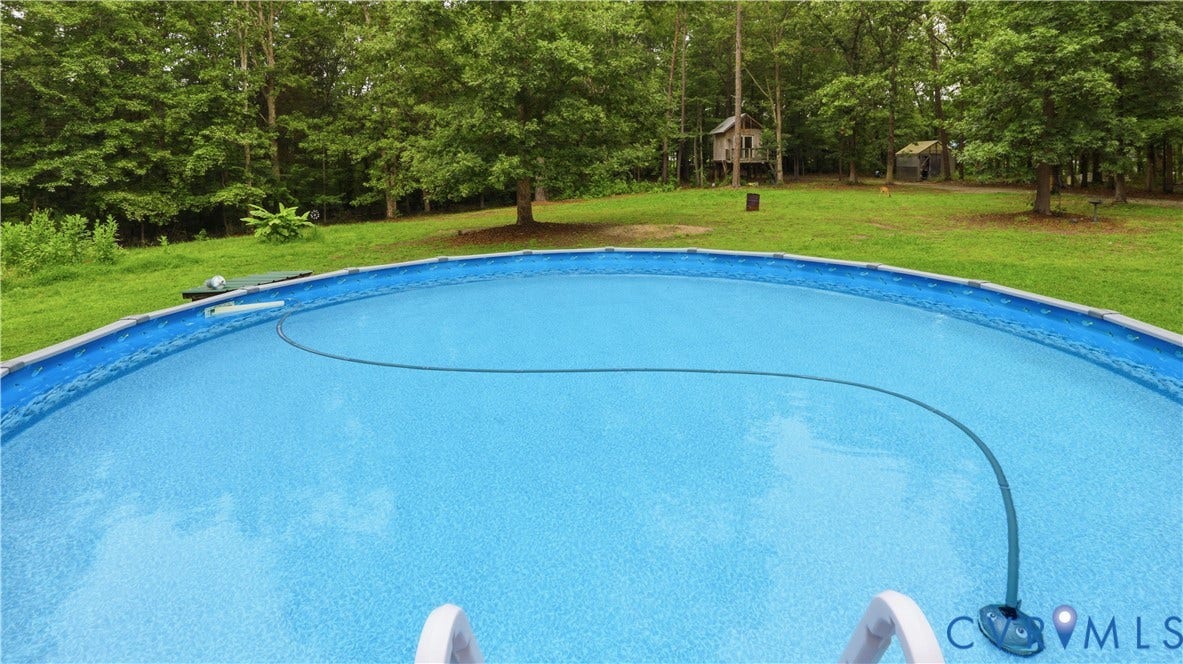 1836 Rocky Ford Road, Powhatan, VA 23139 Above-ground pool with blue patterned liner