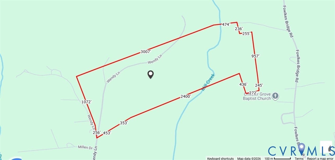 Property Boundary Map. Illustrating the property's perimeter and dimensions with identified roads and water features