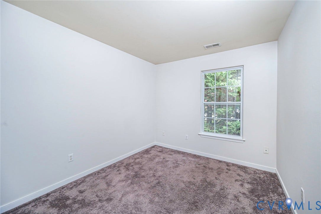 2802 Goyne Terrace, Chester, VA 23831 Neutral wall paint complementing textured carpet flooring and a double-hung window