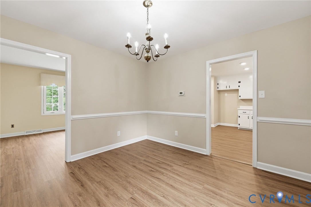 3737 Perthshire Lane, Colonial Heights, VA 23834 Dining room with view toward the living room and kitchen